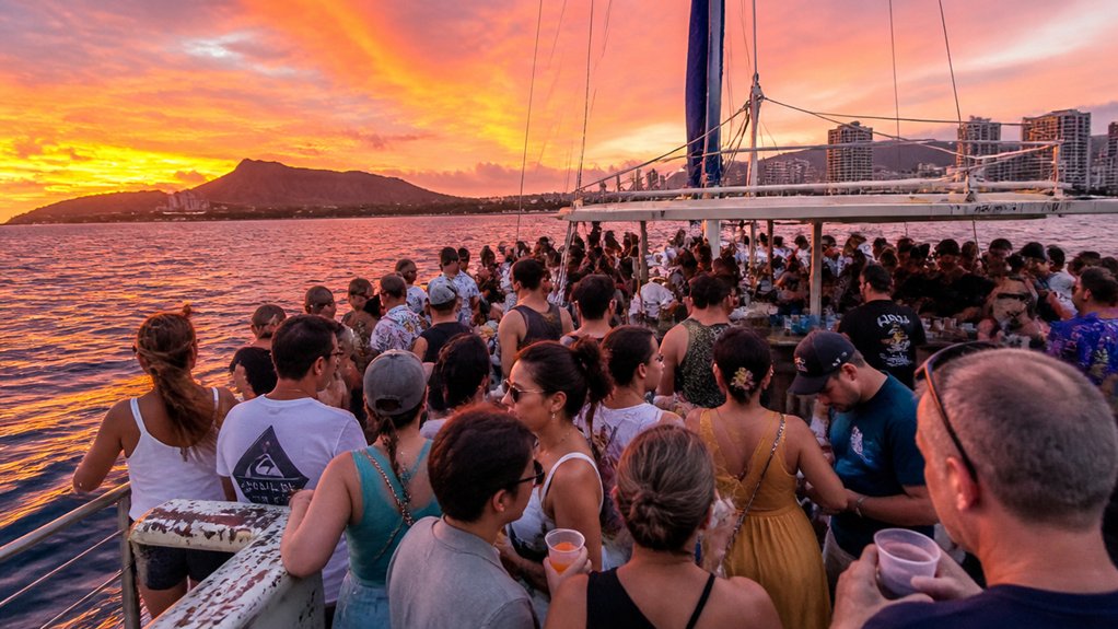packed loud cramped sunset cruise