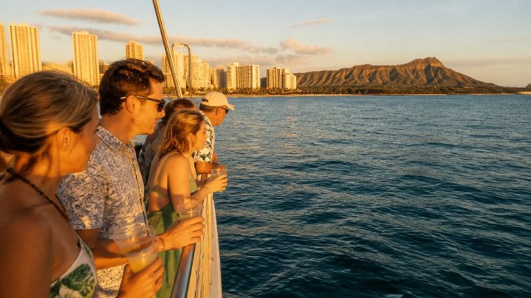 sunset drinks aboard catamaran